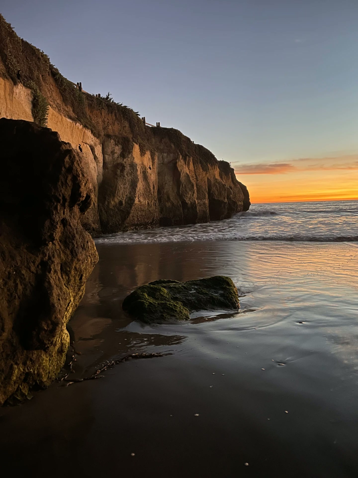 Santa Cruz cliffs at sunset over the Pacific